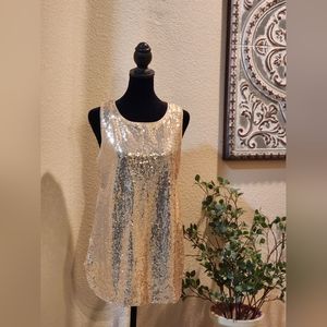 Gold Sequined Tank Top - Size M - NWT